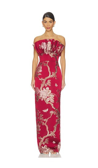 Noah Brocade Gown in Red Sangria | Revolve Clothing (Global)