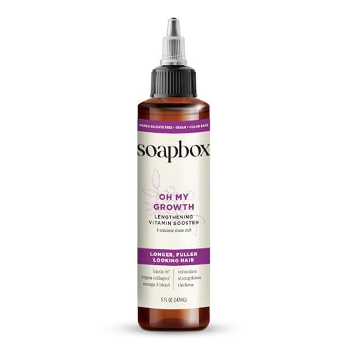 Soapbox Oh My Growth, Lengthening Vitamin Booster Treatment for All Hair Types with Biotin, Vegan Collagen & Vitamins A & C, Paraben & Cruelty Free, For Thicker, Fuller Hair for Men & Women (5 oz) | Amazon (US)