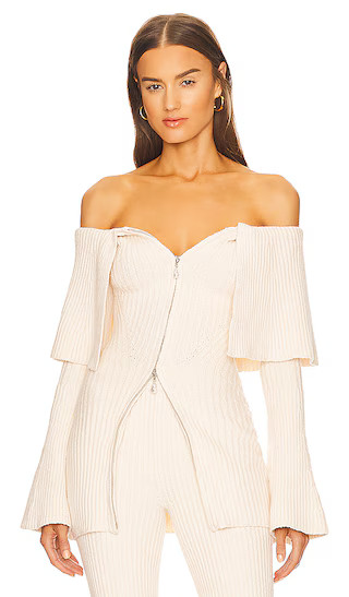 x REVOLVE Akari Off Shoulder Sweater in Ivory | Revolve Clothing (Global)
