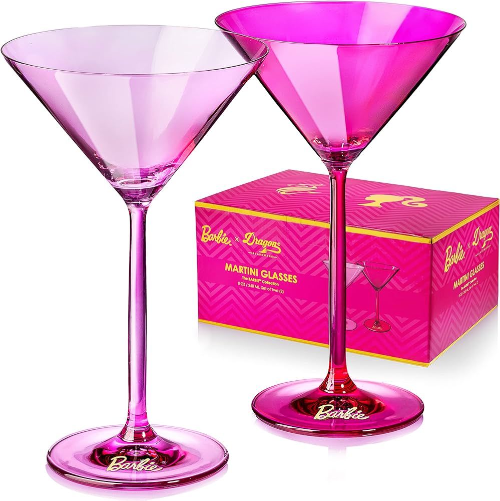 Dragon Glassware x Barbie Martini Glasses, Pink and Magenta Crystal Glass, As Seen in the Movie, ... | Amazon (US)