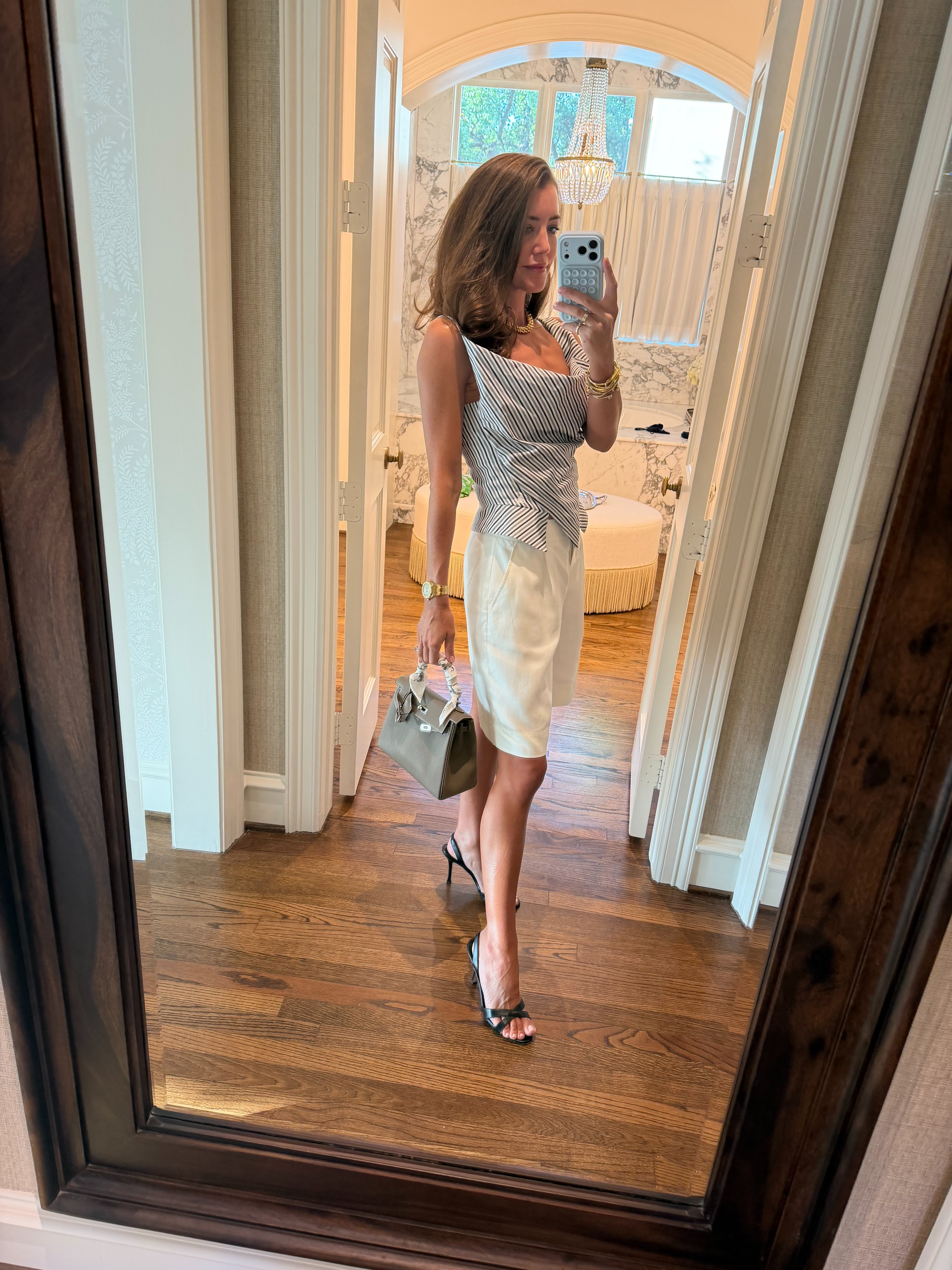 vivienne westwood top // rowing blazers shorts // manolo blahnik shoes // hermes bag 

 