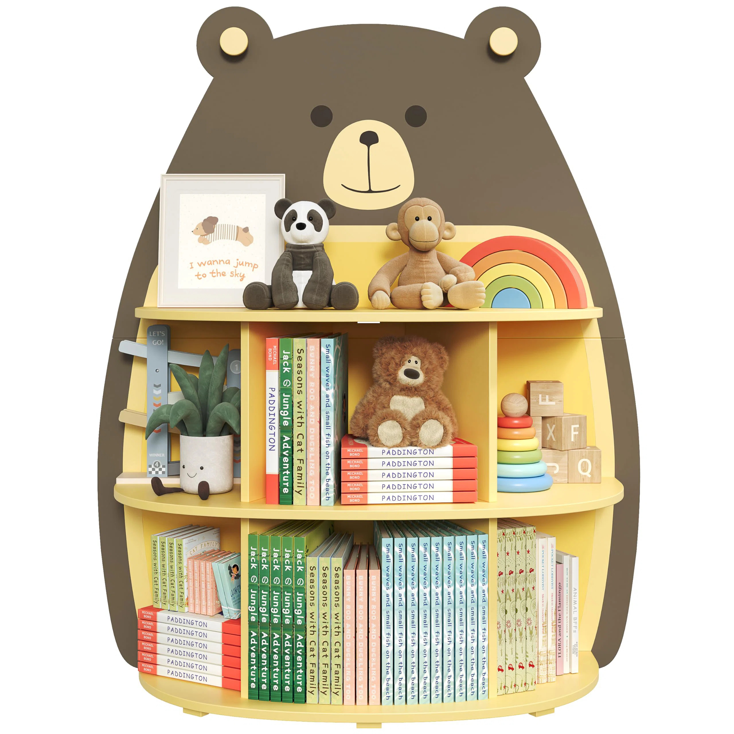 Zoomie Kids 46.9"h X 38.6"w Bear-shaped Bookshelf And Toy Organizer For Kids Room | Wayfair | Wayfair North America