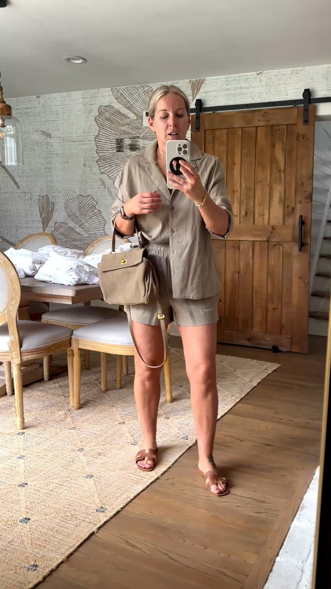 Medium in this set but I’d prefer a large for my waist. Sandals are true to size and can you stand this bag?????? 

#LTKmomlife #LTKMidsize #LTKootd