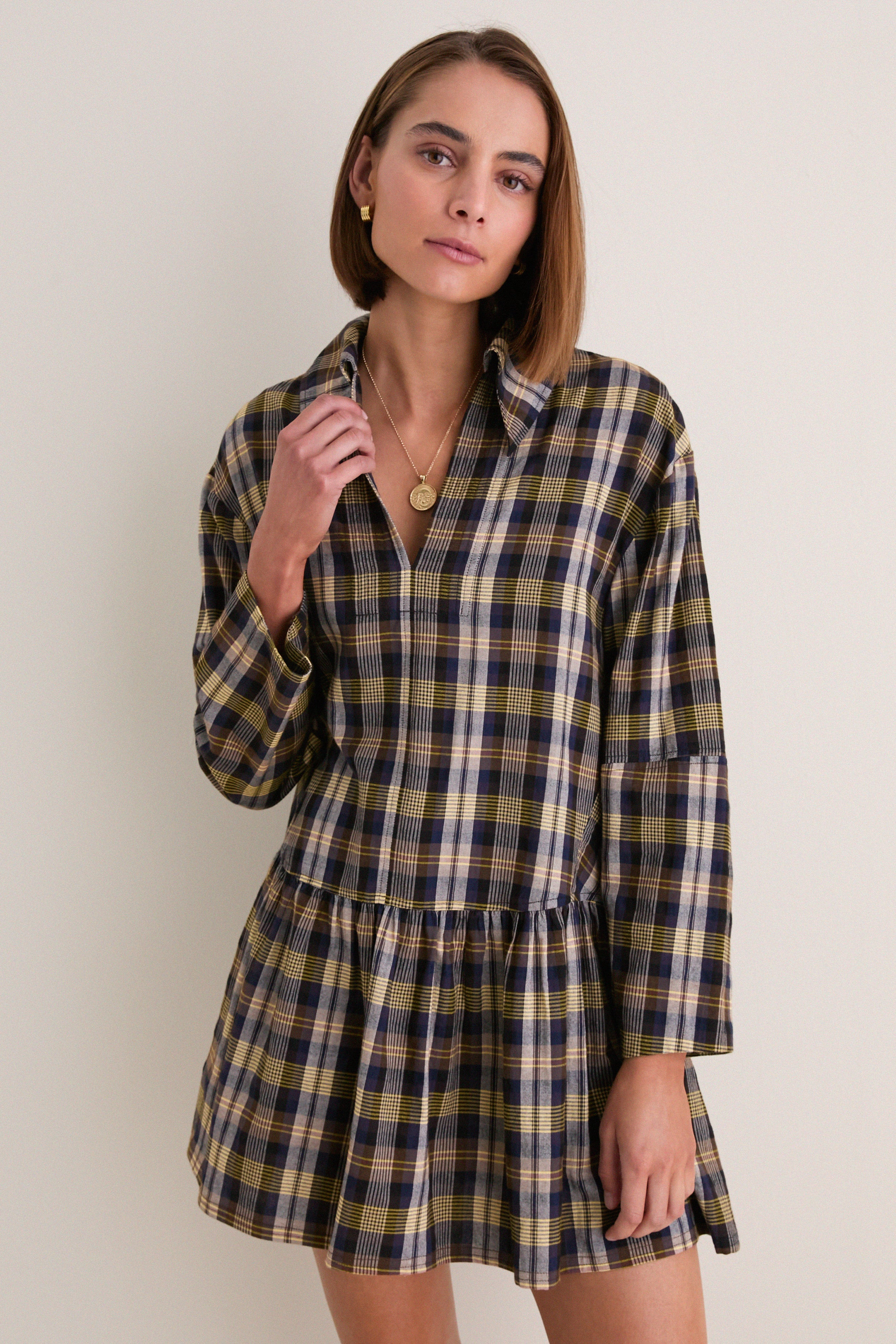 Basket Weave Plaid Romana Mini Dress | Tuckernuck (US)