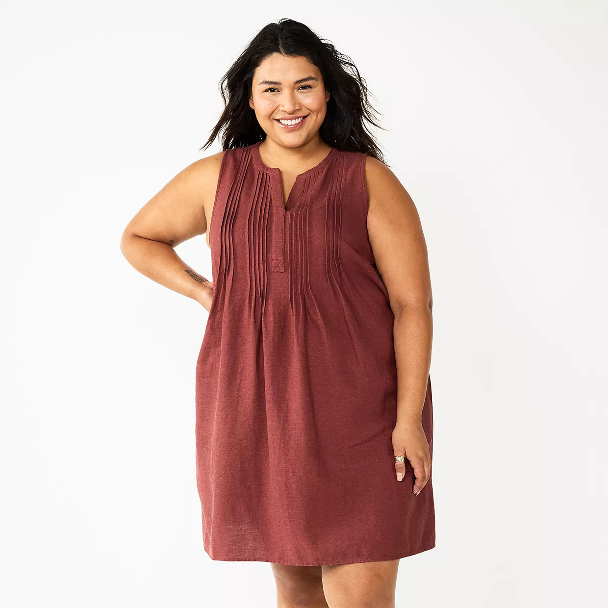 Plus Size Sonoma Goods For Life® Sleeveless Pintuck Tank Dress | Kohl's