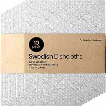 Swedish Dishcloth Cellulose Sponge Cloths - Bulk 10 Pack of Eco-Friendly No Odor Reusable Cleanin... | Amazon (US)