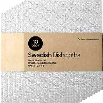 Swedish Dishcloth Cellulose Sponge Cloths - Bulk 10 Pack of Eco-Friendly No Odor Reusable Cleanin... | Amazon (US)