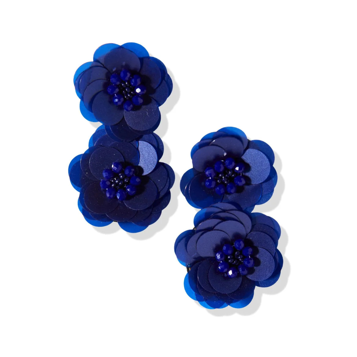 Lapis Double Flower Post Earrings | INK+ALLOY