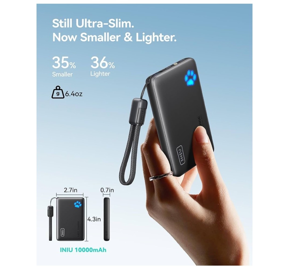 power bank charges phones quickly and can power them multiple times. pocket-sized design and compact 10k mah capacity.

#LTKTravel #LTKHome #LTKFamily