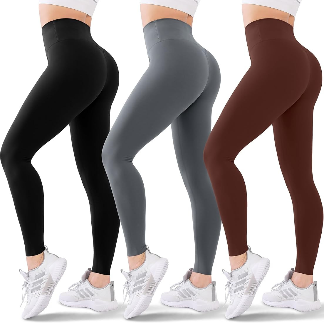 Blisset 3 Pack High Waisted Leggings for Women-Soft Athletic Tummy Control Pants for Running Yoga... | Amazon (US)