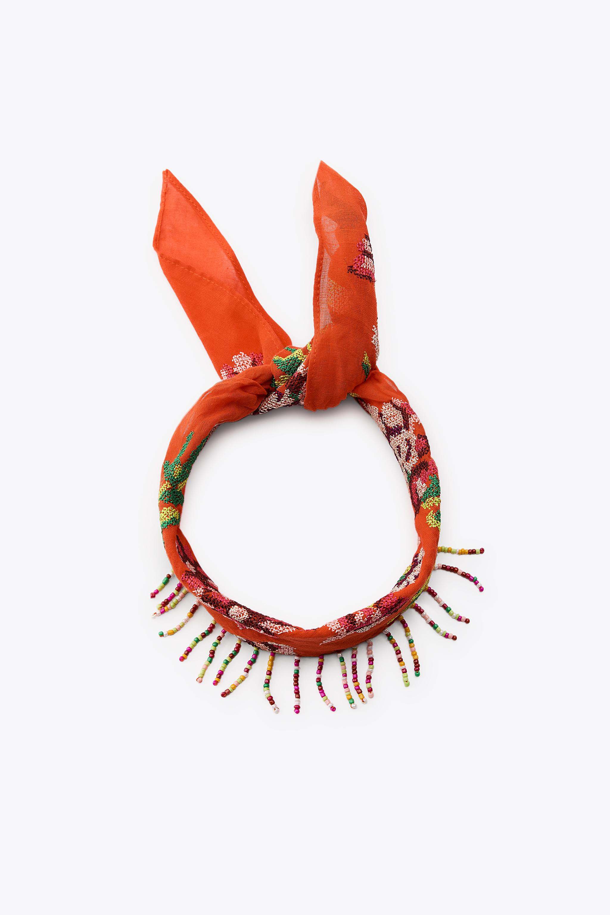 EMBROIDERED BEADED SCARF | Zara UK