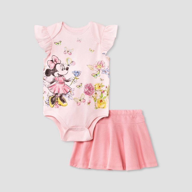 Baby Girls' Disney Mickey & Minnie Mouse Friends Top and Bottom Set - Pink | Target