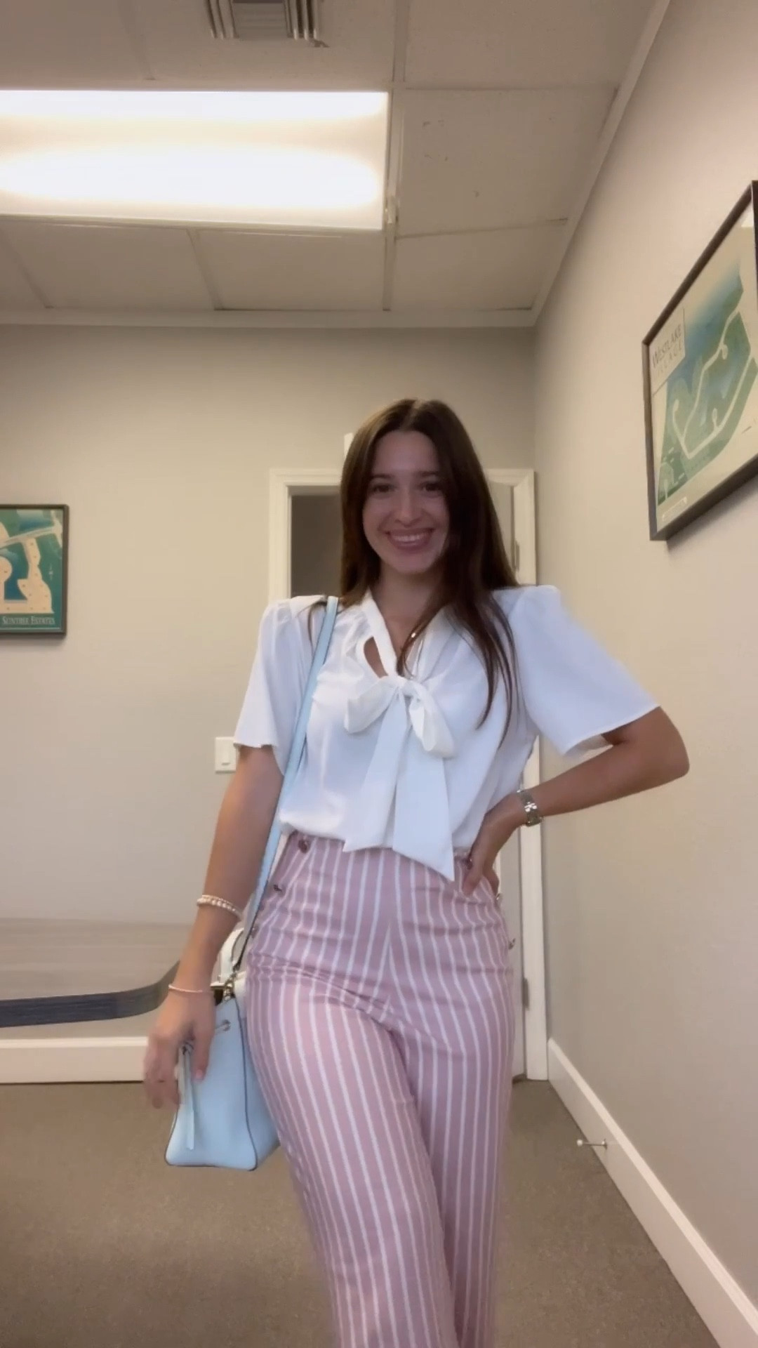 Workwear look! Outfit for working, coastal style edition. Bow top, pink trouser pants, woven rattan kitten heels, Anne Klein dual tone watch, Kate Spade work tote (linked similar). Also linking a gorgeous Lily Pulitzer tote bag that is on my wishlist!! Dying for this bag! Xoxo, Lauren 

🗝️ Need help buying or selling? Contact me at soutolauren@gmail.com 
❤️ Hart to Hart Real Estate 

#officewear #workwearinspiration #workwearstyle #workwearinspo #workwearfashion  #floridaspacecoast #realestateagent #realestatelife #harttohart  #realestateagents #spacecoast #brevardcountyflorida #brevardcountyfl #brevardcounty #ltkpetite #ltkworkwear #ltkshoecrush fall outfits / coastal style / tiffany blue / sea foam green / baby pink / workwear / kitten heels / office heels / office work bag / work tote / office purse / office outfit ideas / what to wear to work / midi skirt / trousers / black work pants / black pants / bow top / satin skirt / maxi skirt / office outfits / work outfit ideas / workwear looks / pump heels / pink bows / fall fashion 2025 / bows / fall outfits 2025 / fall outfits women / winter outfit inspo / fall outfit ideas / womens l fall outfits / fall outfit inspirations / cute fall outfits / business casual l fall outfits / fall fashion 2025#LTKFall 