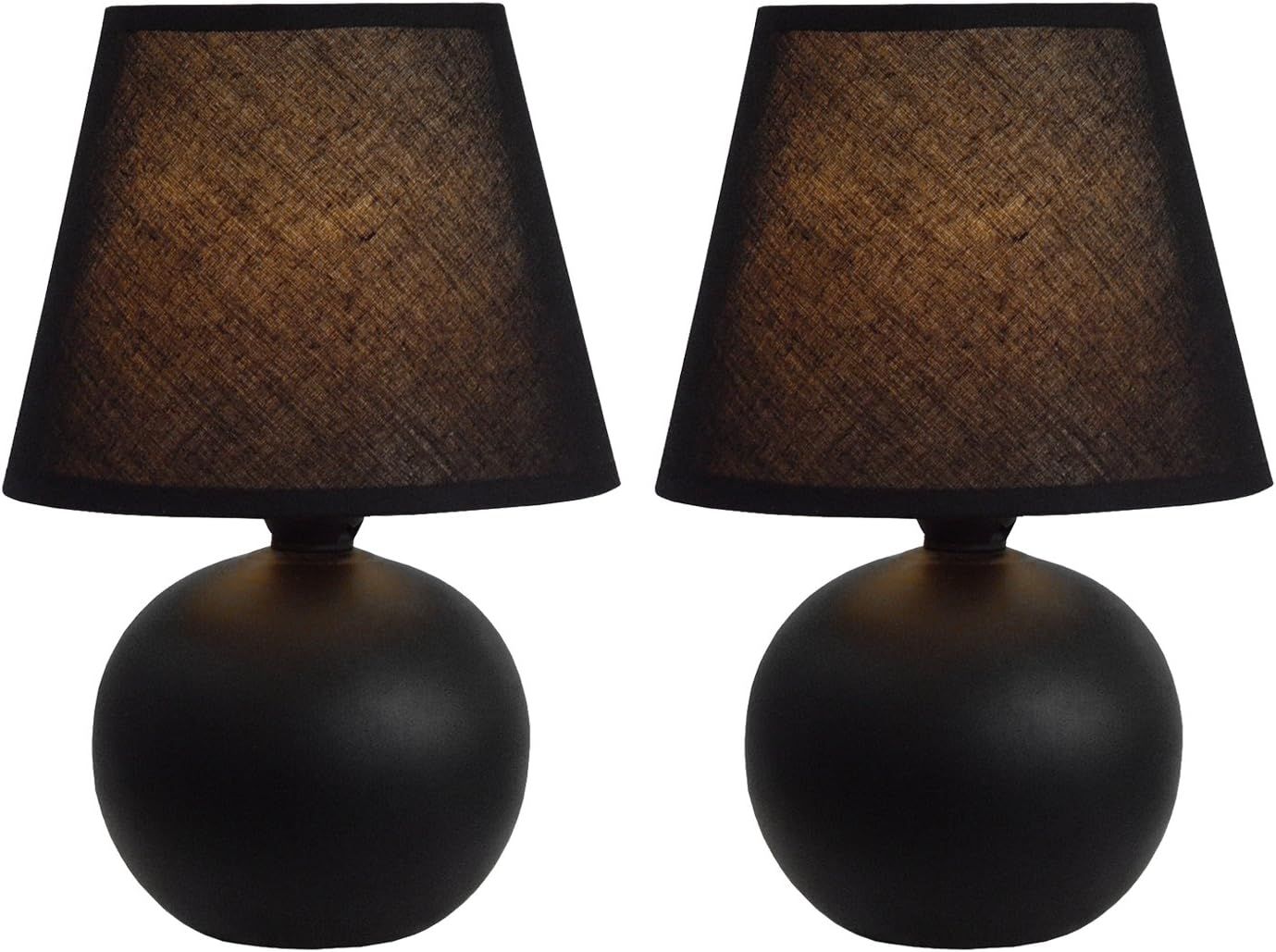 Simple Designs LT2008-BLK-2PK Mini Ceramic Globe 2 Pack Table Lamp Set, Black, 2 Count | Amazon (US)