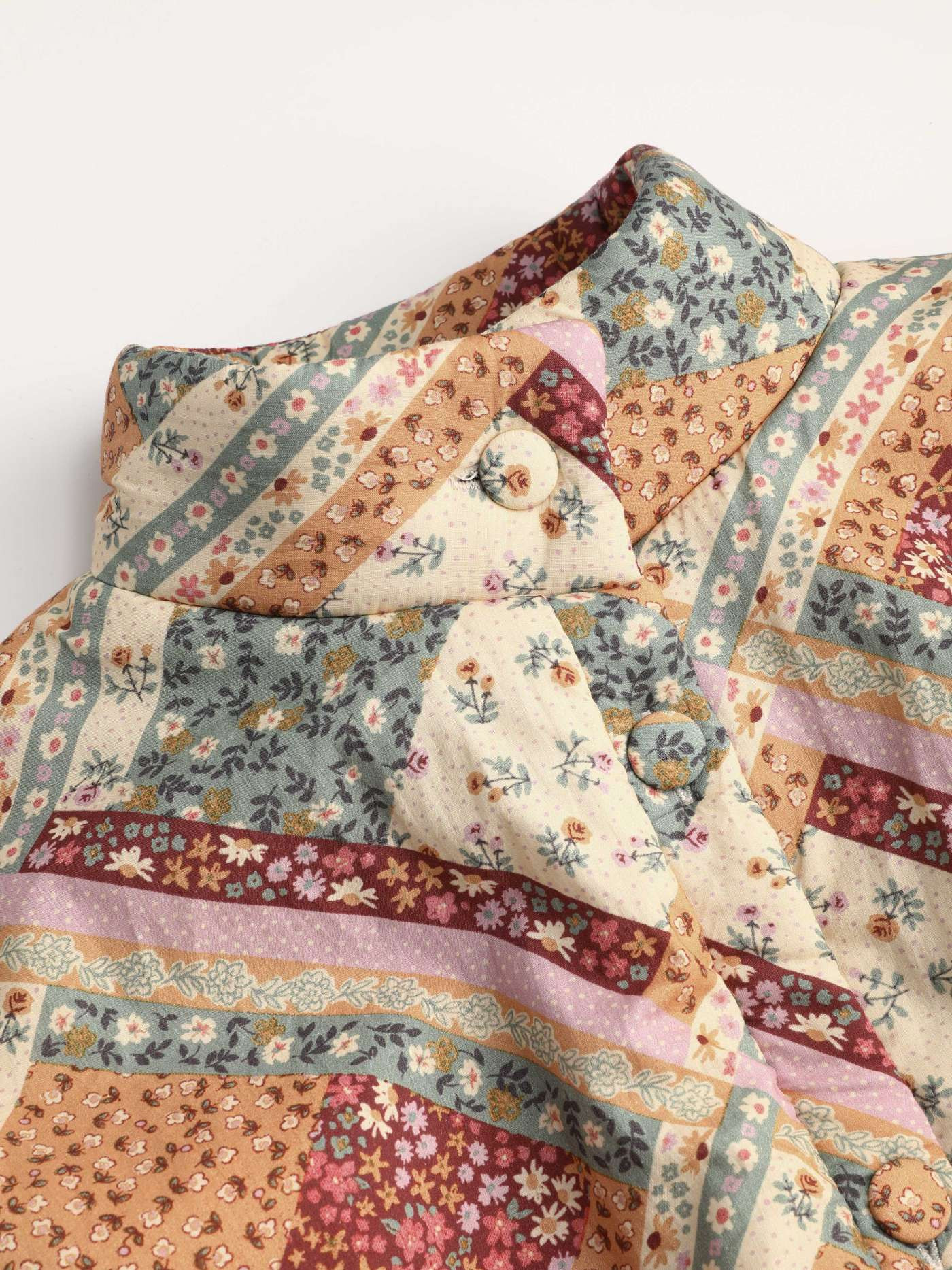 Countryside Core Fleece Floral Patchwork Fleece Jacket For Vacation | Cider