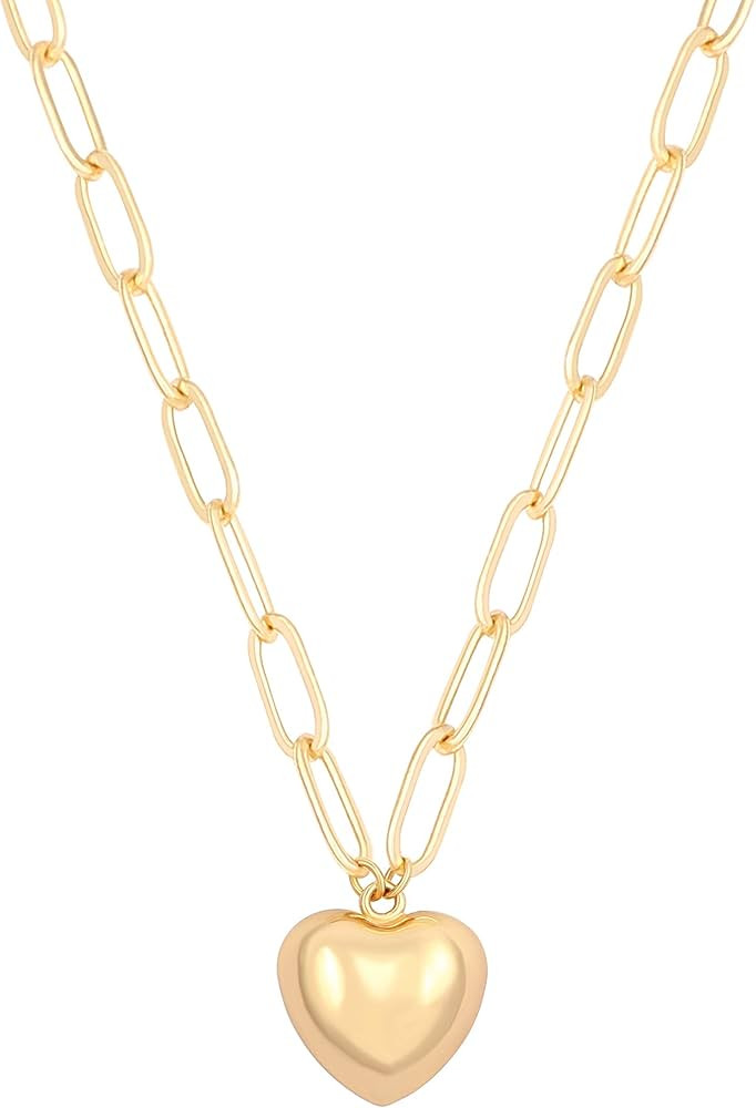 Dainty Cross Medallion/Heart Pendant Chain Necklace 18K Gold Plated Oval Choker Fashion OT Toggle... | Amazon (US)