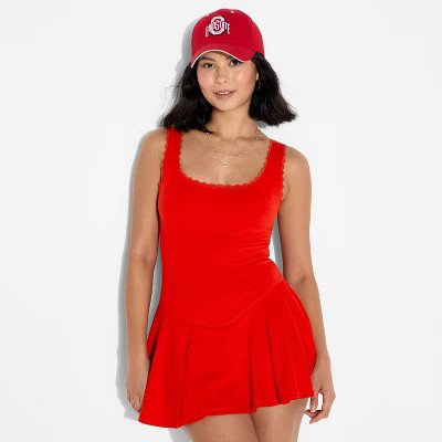 Women's Game Day Lace Drop Waist Mini Skater Dress - Wild Fable™ Red M | Target