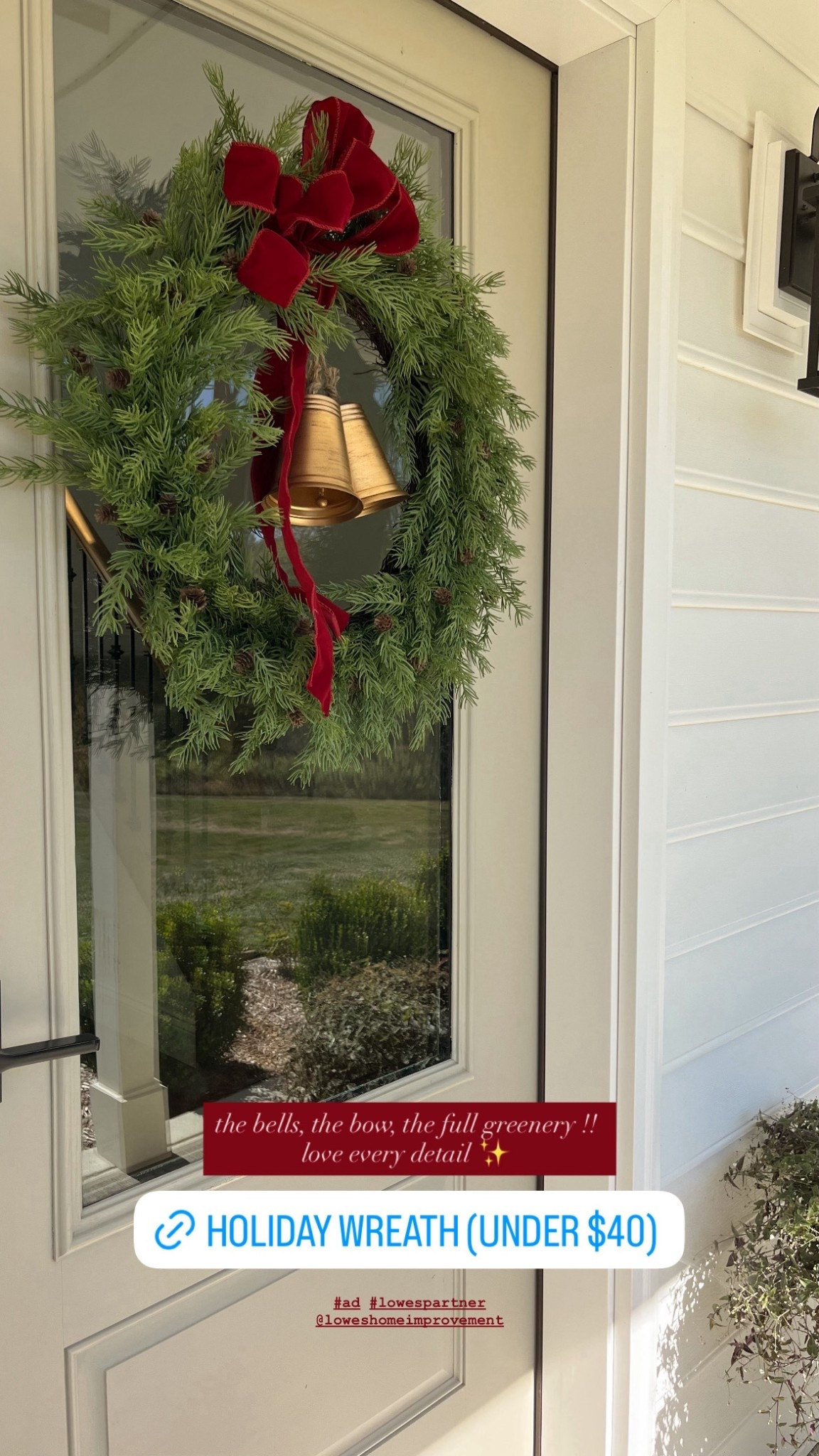 #ad #lowespartner @loweshomeimprovement favorite artificial winter/holiday
wreaths from Lowe’s! I got two of the Holiday Living 26-in Indoor/Outdoor (non
powered) Green, Gold, Red Pine Artificial Christmas Wreaths. I love the realistic
greenery, gold bells & red velvet bow! 

#LTKHome #LTKSeasonal