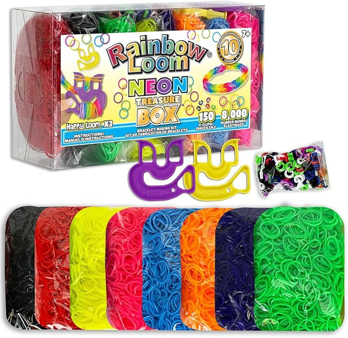 Rainbow Loom® Treasure Box NEON Edition, 8,000 Rubber Bands in 8 Different Neon Colors, and a Bo... | Amazon (US)