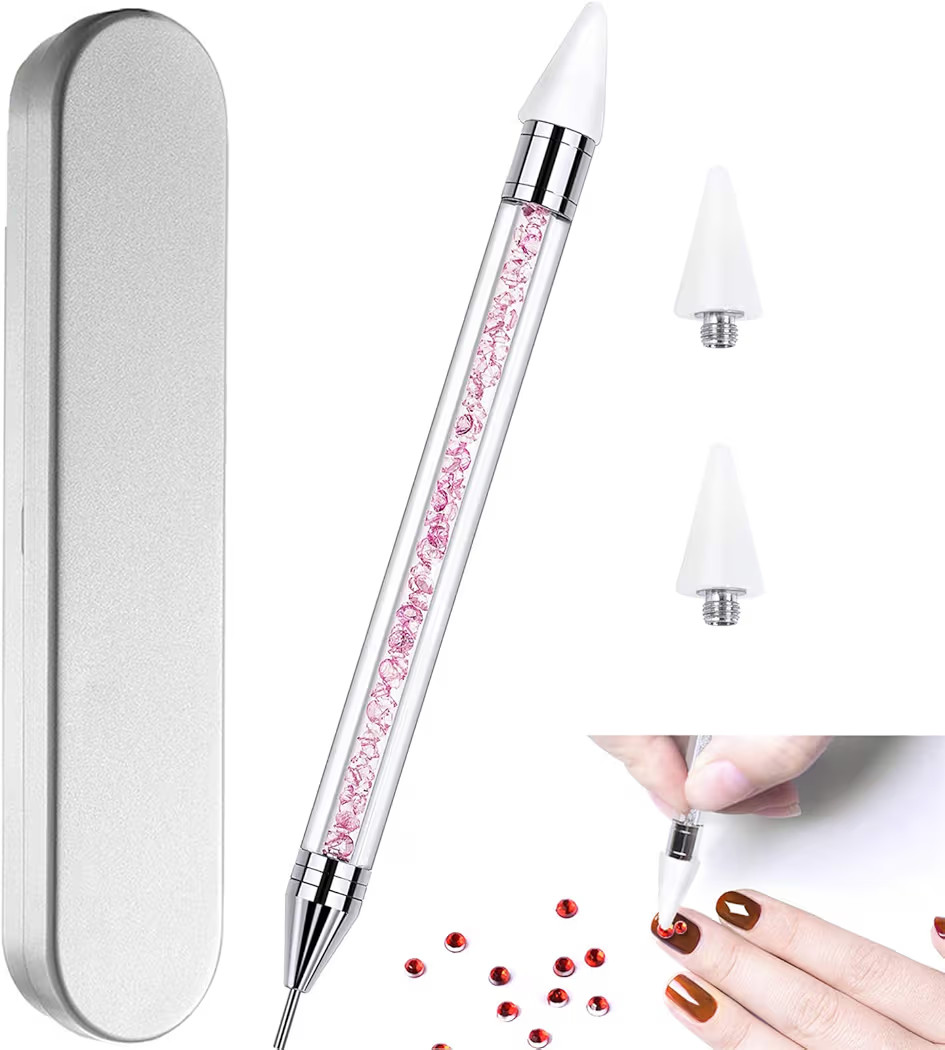 Nail Rhinestone Picker Dotting Tool with Extra 2 Wax Head, Dual-ended DIY Nail Art Tool With Pink... | Amazon (US)