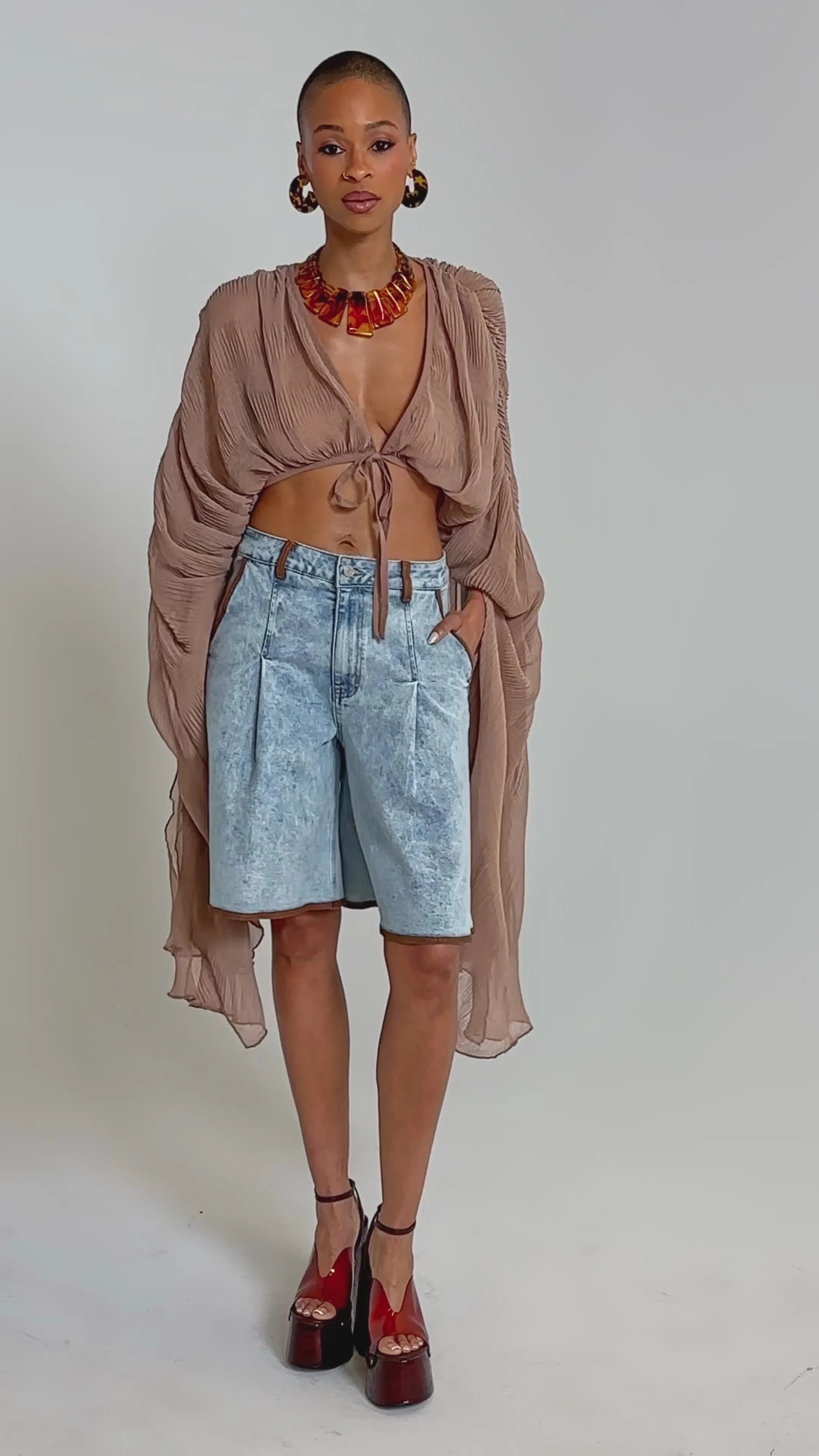 FLY AWAY CHIFFON BLOUSE IN TAUPE | AKIRA