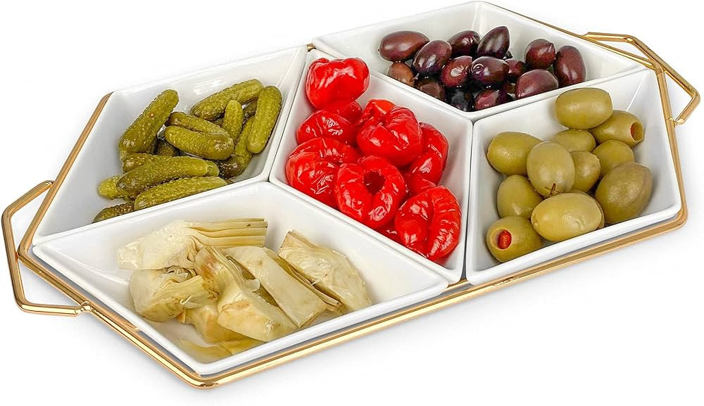 MK Crew Appetizer Serving Tray with Handles - Party Platter for Fruit, Condiments, Cheese, Veggie... | Amazon (US)