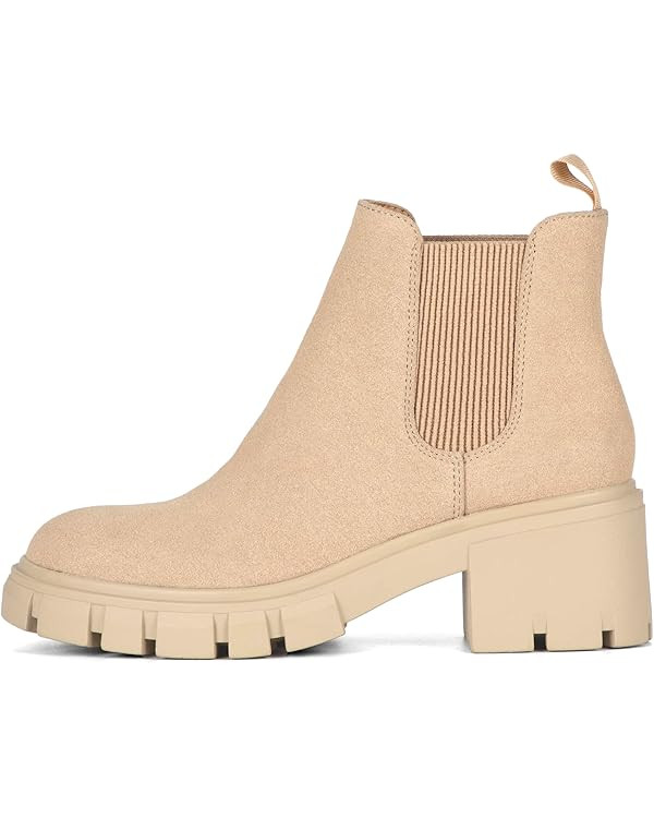 Rihero Women's Chelsea Ankle Boots Fashion Slip On Lug Sole Chunky Heel Booties | Amazon (US)