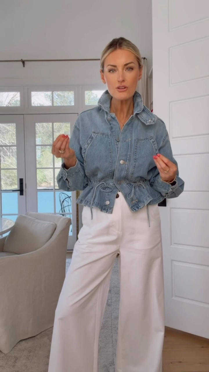 How cute is this denim jacket?! I’m styling it here as a top! I love that you can cinch it in at your waist! Currently on sale! Wearing XS/4!

Loverly Grey, Target circle week, Target sale, linen trousers, white pants, spring outfit 

#LTKSaleAlert #LTKSeasonal