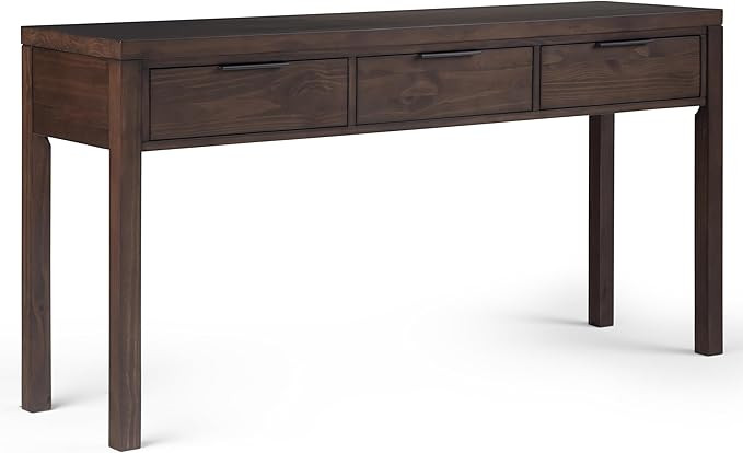 SIMPLIHOME Hollander Console Table - 60 Inch Wide Solid Wood Sofa Table in Warm Walnut Brown, Con... | Amazon (US)