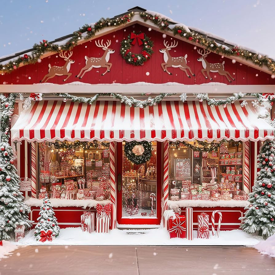 VitalCozy 16 x 7 ft Cane Candy Christmas Garage Door Cover Banner Decorations, Christmas Santa's ... | Amazon (US)