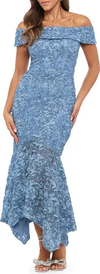 Embroidered Off the Shoulder Midi Cocktail Dress | Nordstrom