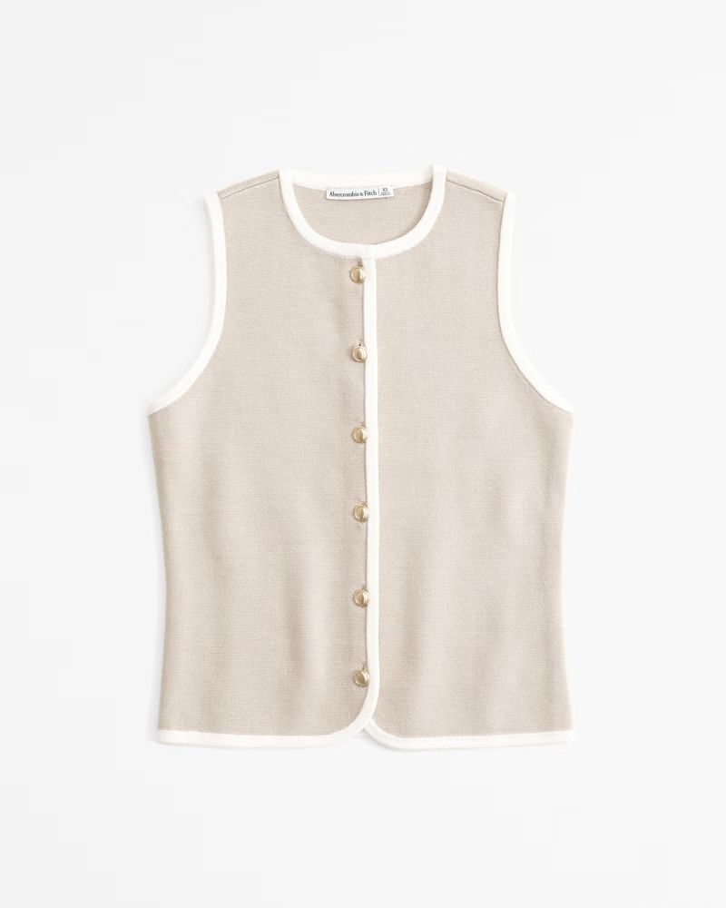 Women's LuxeLoft Button-Up Crew Sweater Vest | Women's New Arrivals | Abercrombie.com | Abercrombie & Fitch (US)