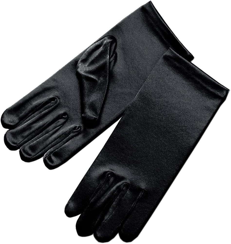Girl's Shiny Stretch Satin Dress Gloves Wrist Length 2BL | Amazon (US)