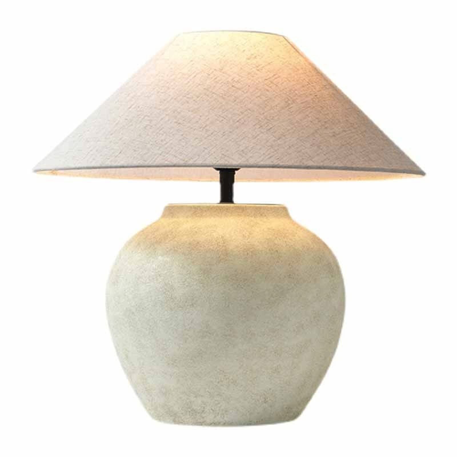 Rustic Southwestern Jug Table Lamp 20" Tall White Clay Pot Ceramic Table Lamp Tapered Fabric Shad... | Amazon (US)
