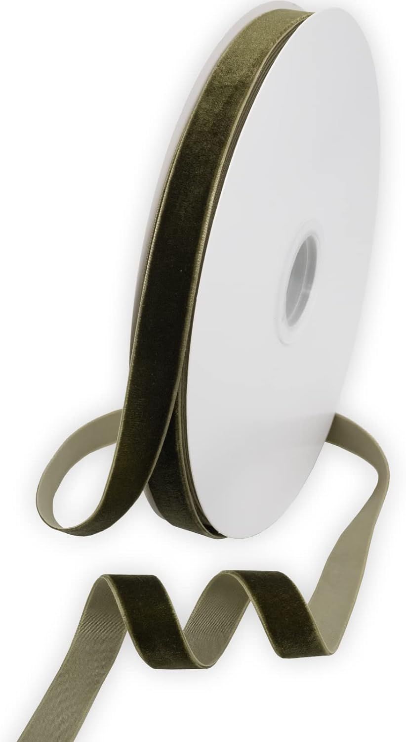 XMLMSH Olive Green Velvet Ribbon 5/8 Inch Moss Single Face Velvet Ribbon for Gift Wrapping, Hair ... | Amazon (US)