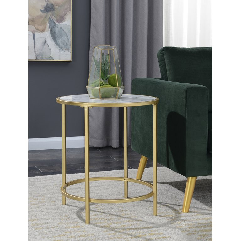 Convenience Concepts Gold Coast Deluxe Faux Marble Round End Table | Walmart (US)