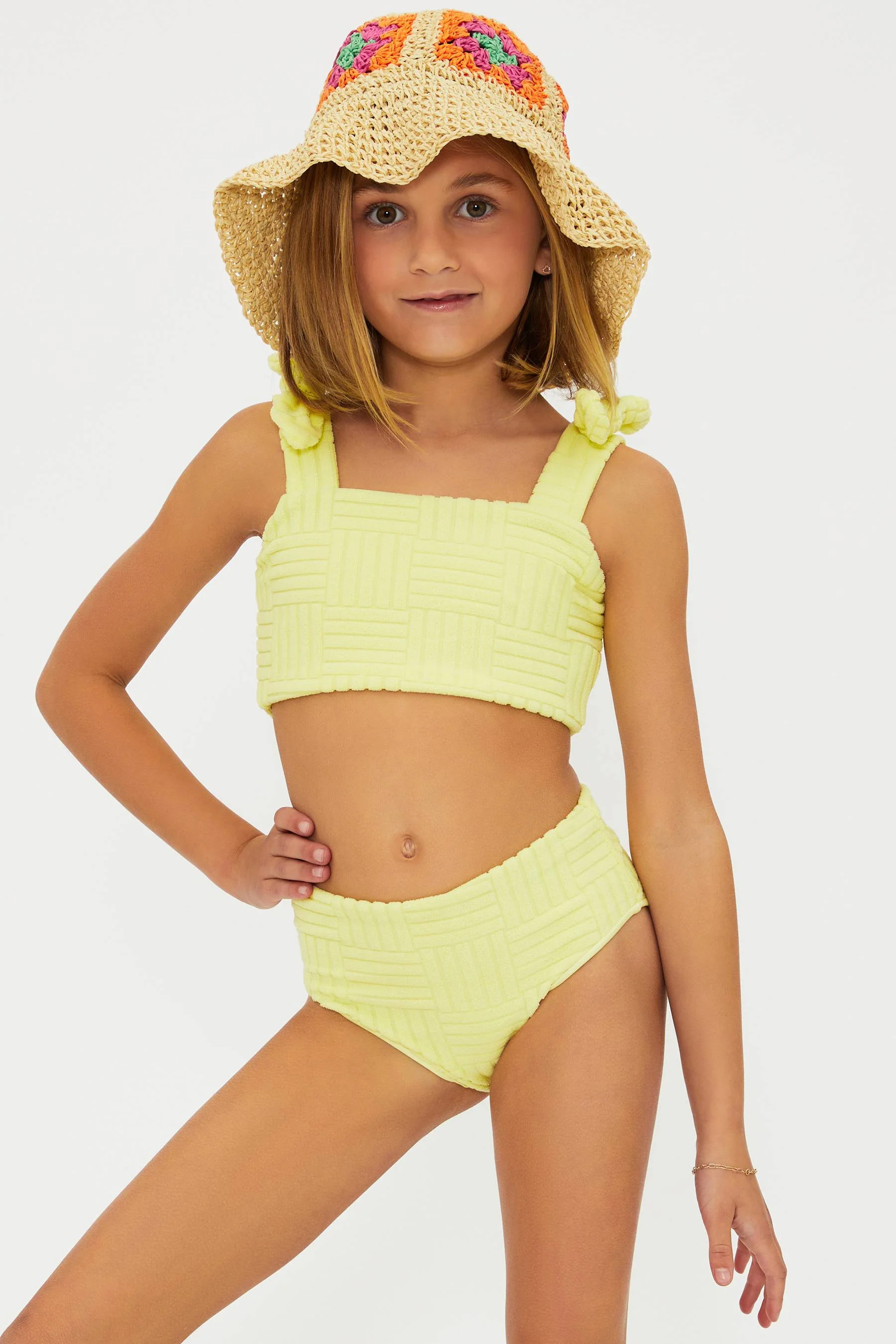 Little Stella & Janie Set Citrine Crush Terry | Girl's Bikini Set | Beach Riot | Beach Riot