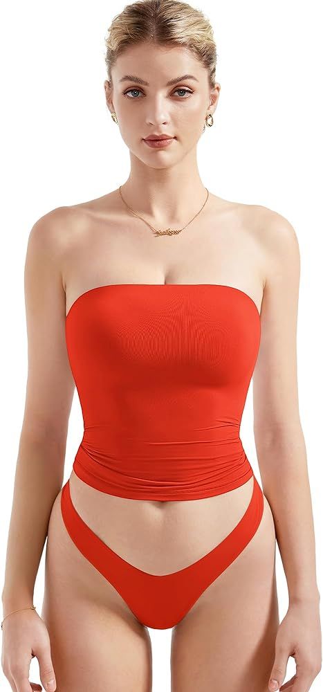 SUUKSESS Women Sexy Tube Top Summer Y2K Going Out Double Lined Basic Tank Top | Amazon (US)