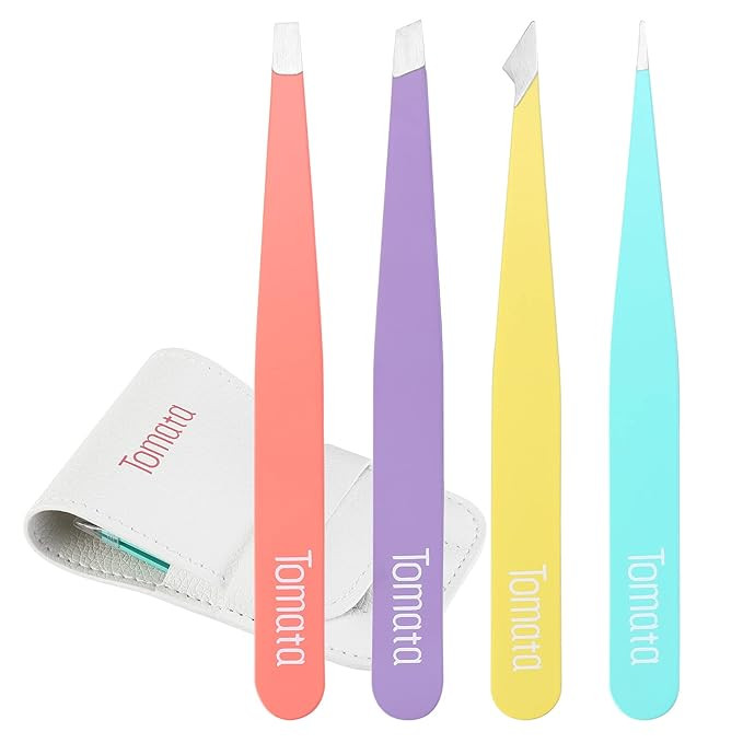 Tweezers for Eyebrows, Slant Tip and Pointed Eyebrow Tweezer Set Great Precision for Eyebrows Facial | Amazon (US)