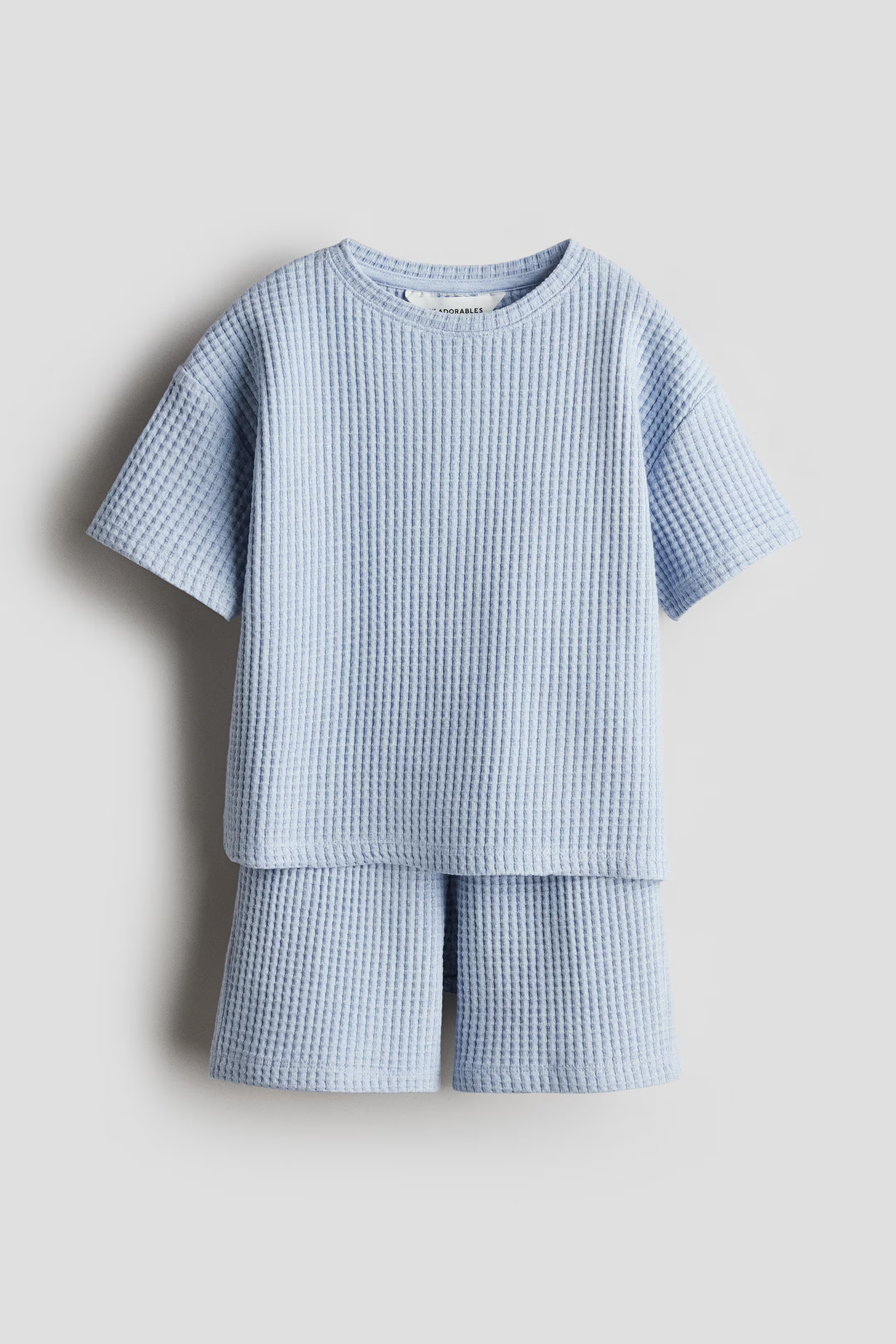 2-piece waffled jersey set - Light blue - Kids | H&M GB | H&M (UK, MY, IN, SG, PH, TW, HK)