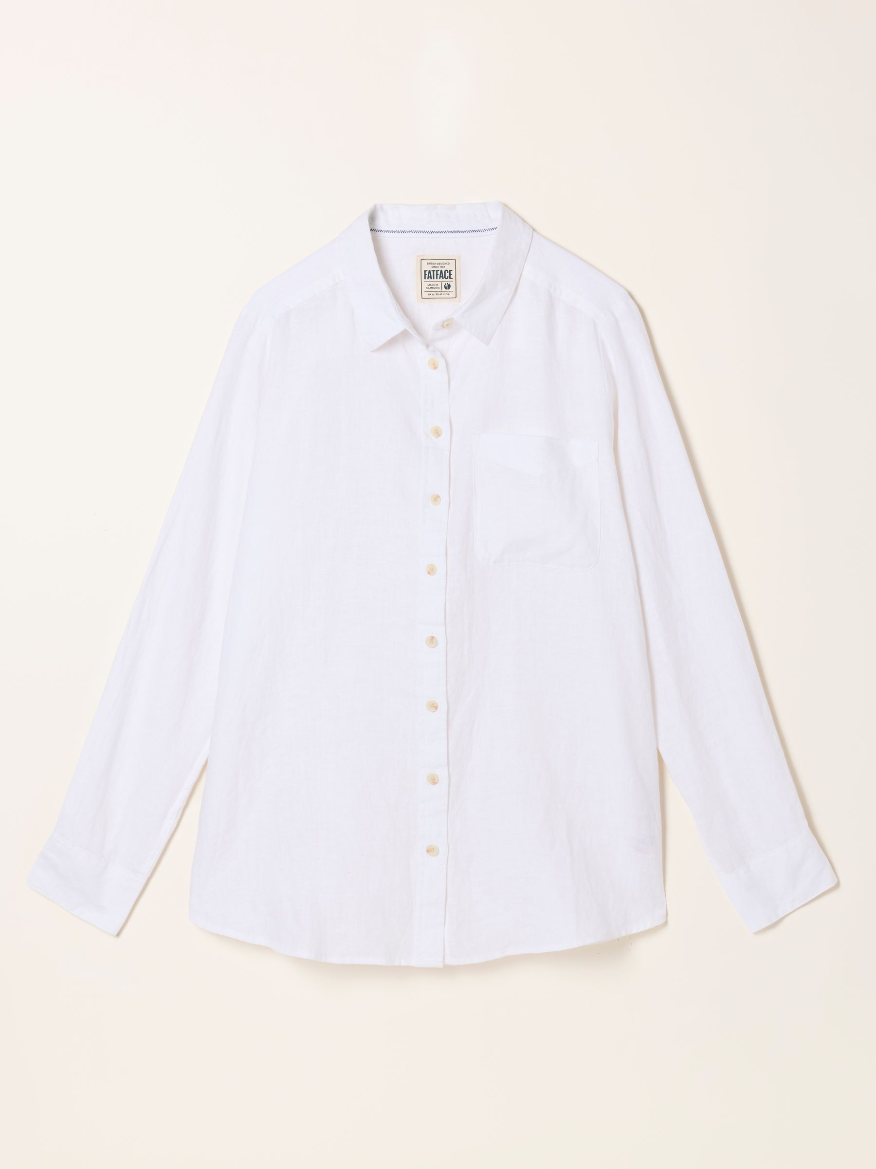 Olivia White Regular Linen Shirt | Fat Face