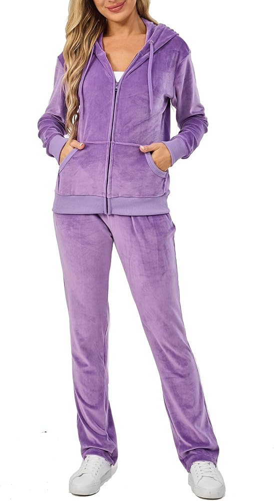 Velour Track Suits for Women Set Fall Sweatsuits 2 Piece | Amazon (US)