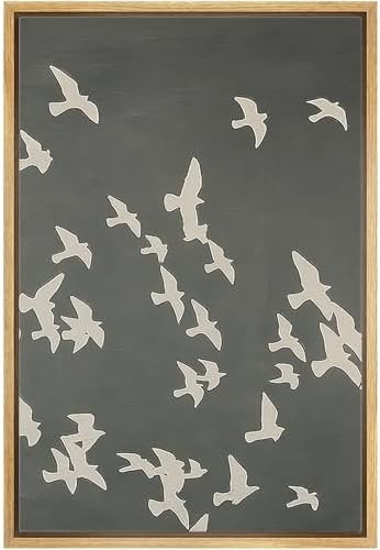 wall26 Framed Canvas Print Wall Art Modern Minimalist Birds in Flight Neutral Toned Illustrations... | Amazon (US)