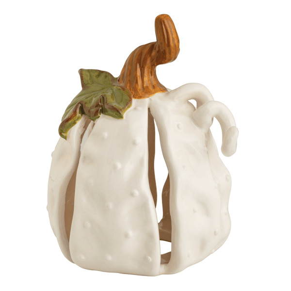 Large White Stoneware Pumpkin | Mud Pie