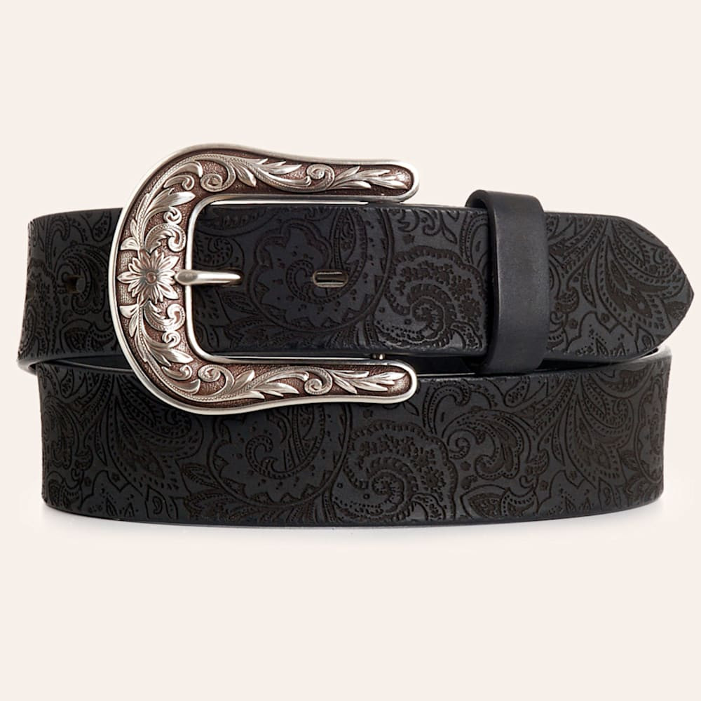 Ariat Women's Black Lasercut Paisley Print & Silver Filigree Buckle Belt | Cavender's