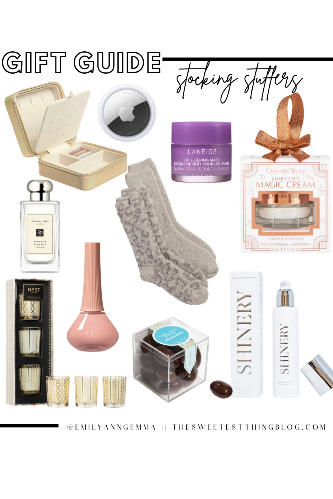Gift guide, gifts for her, stocking stuffers, affordable gifts, barefoot dreams, nest candles, best nail polish, jewelry polish, Emily Ann Gemma 

#LTKGiftGuide
