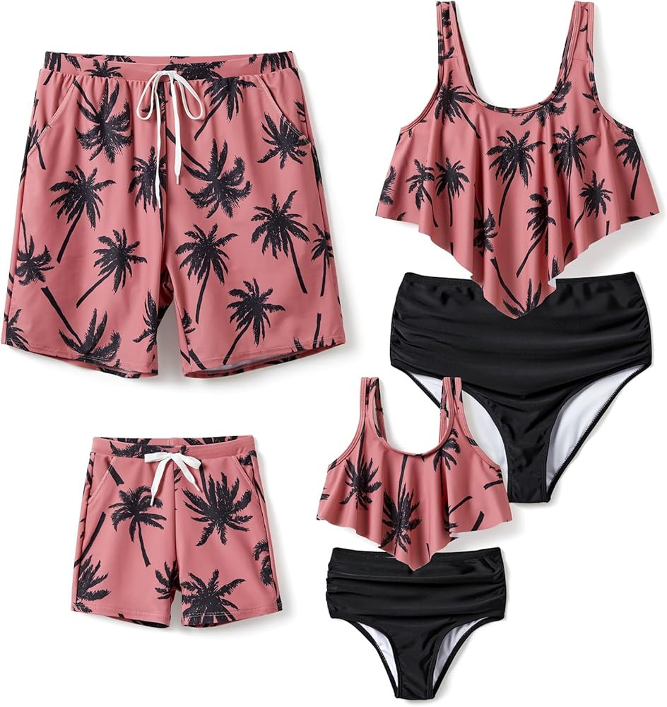 PATPAT Family Matching Swimsuits Two Piece Hawaiian Tropical Beach Bikini and Swim Trunks Set Mom... | Amazon (US)