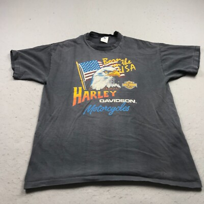 VINTAGE Harley Davidson Shirt MEns XL Black Faded Holoubek Single Stitch 80s USA | eBay US