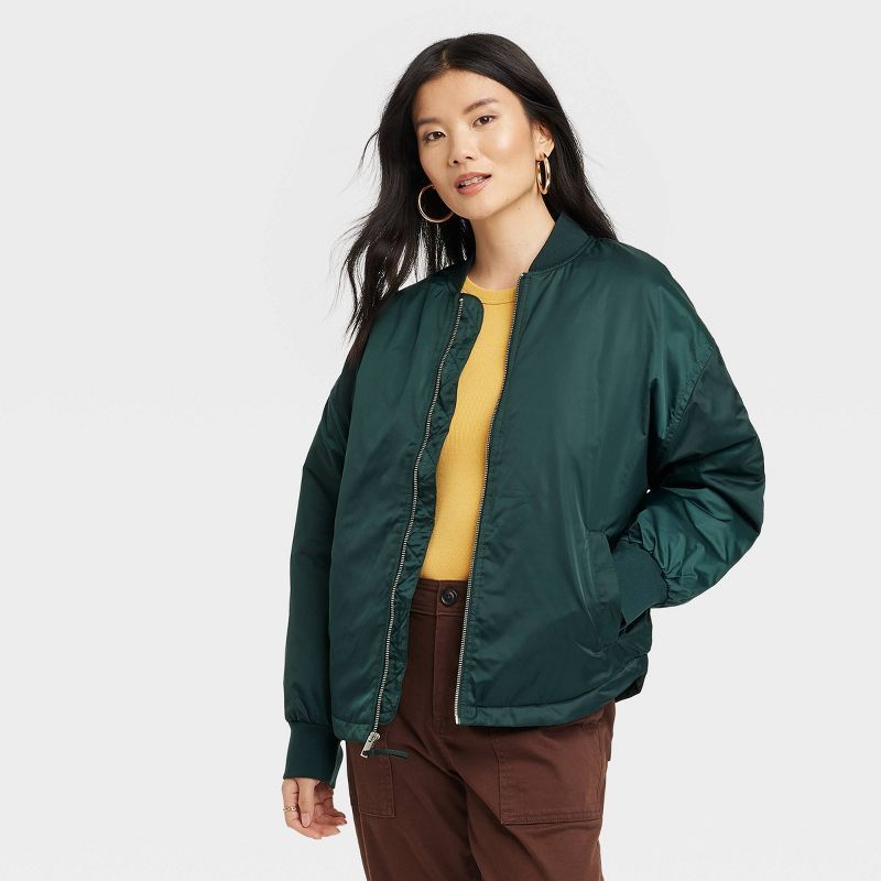 Women&#39;s Bomber Jacket - A New Day&#8482; Olive Green M | Target