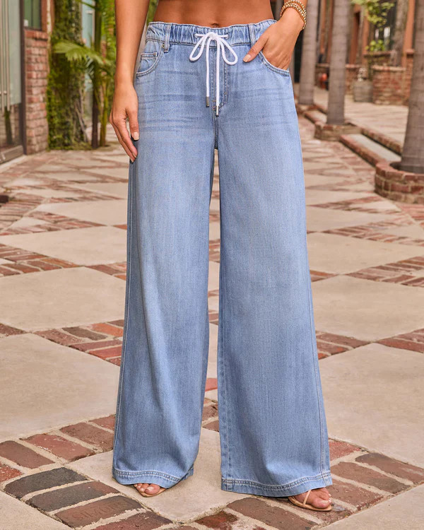 Remieh Stretch High Rise Wide Leg Drawstring Jeans | VICI